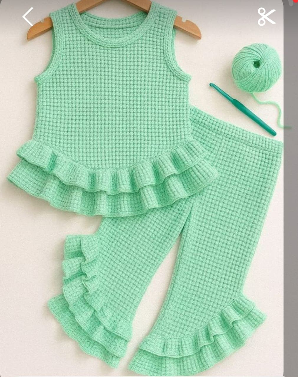 Green Chrochet baby dress(Nigerian yarn)